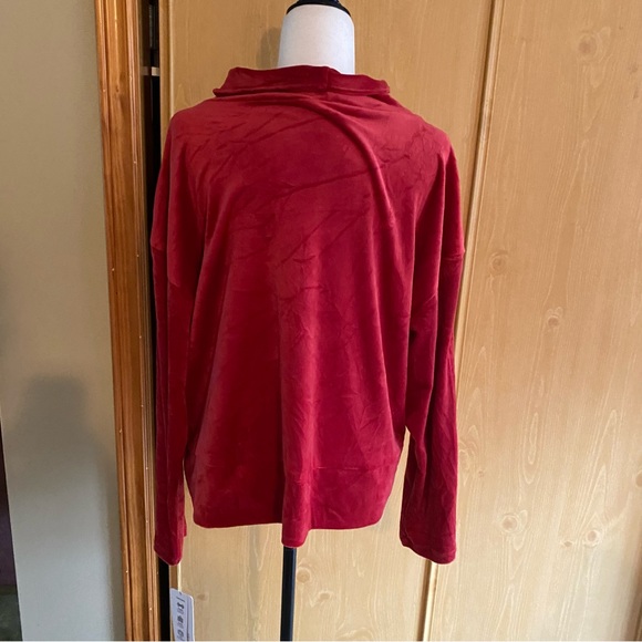 RBX • Velour Cowlneck Boxy Fit Sweatshirt in Red - Picture 8 of 14